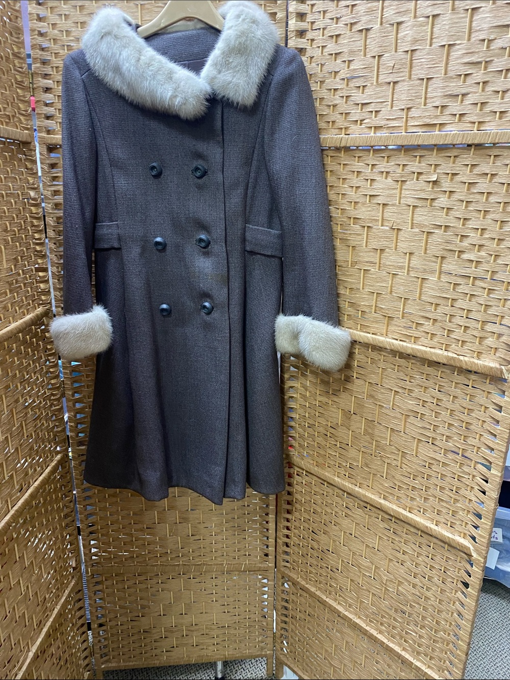 Beautiful Vtg. Princess design Pea coat with fur collar and fur cuffs.